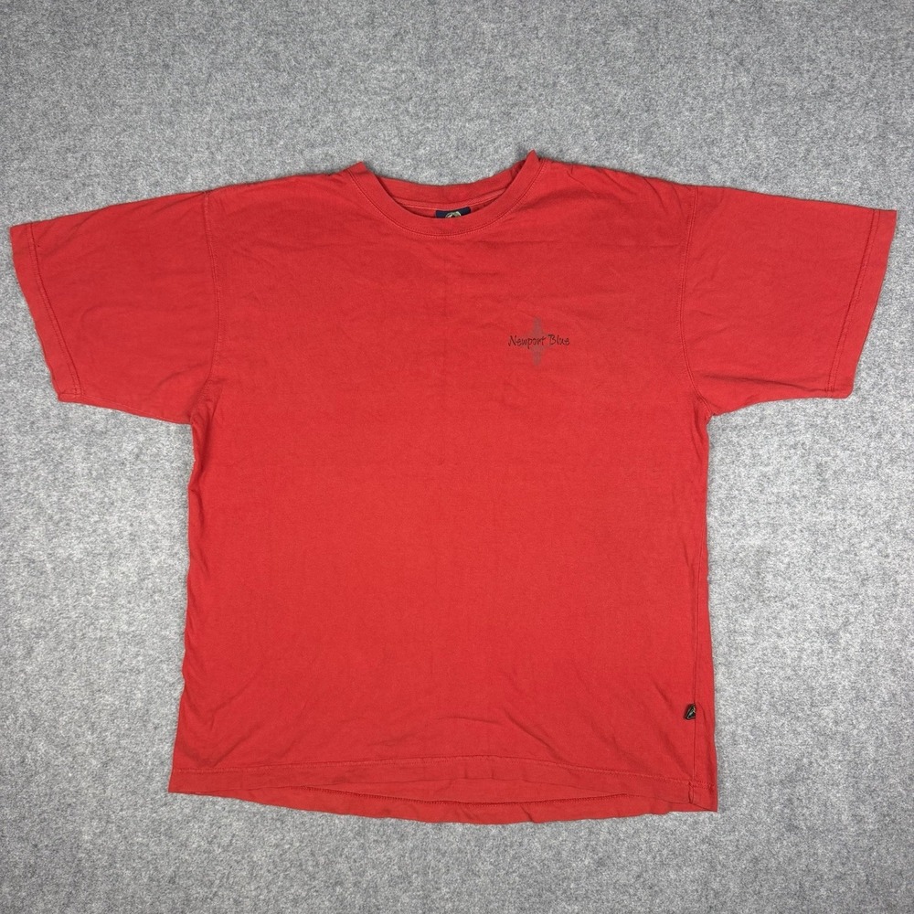Newport Blue Shirt Mens Large L Red Hot Rod Car Graphic Tee Vintage Kool Kustoms